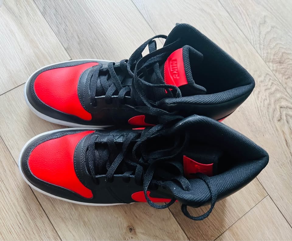 Men Nike Ebernon Mid — Black/Habanero Red-White (US 10) - photo 2