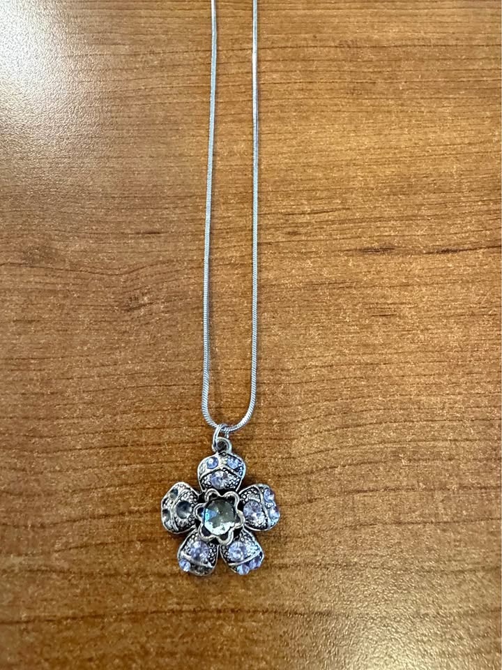 Blue Flower Jeweled Necklace