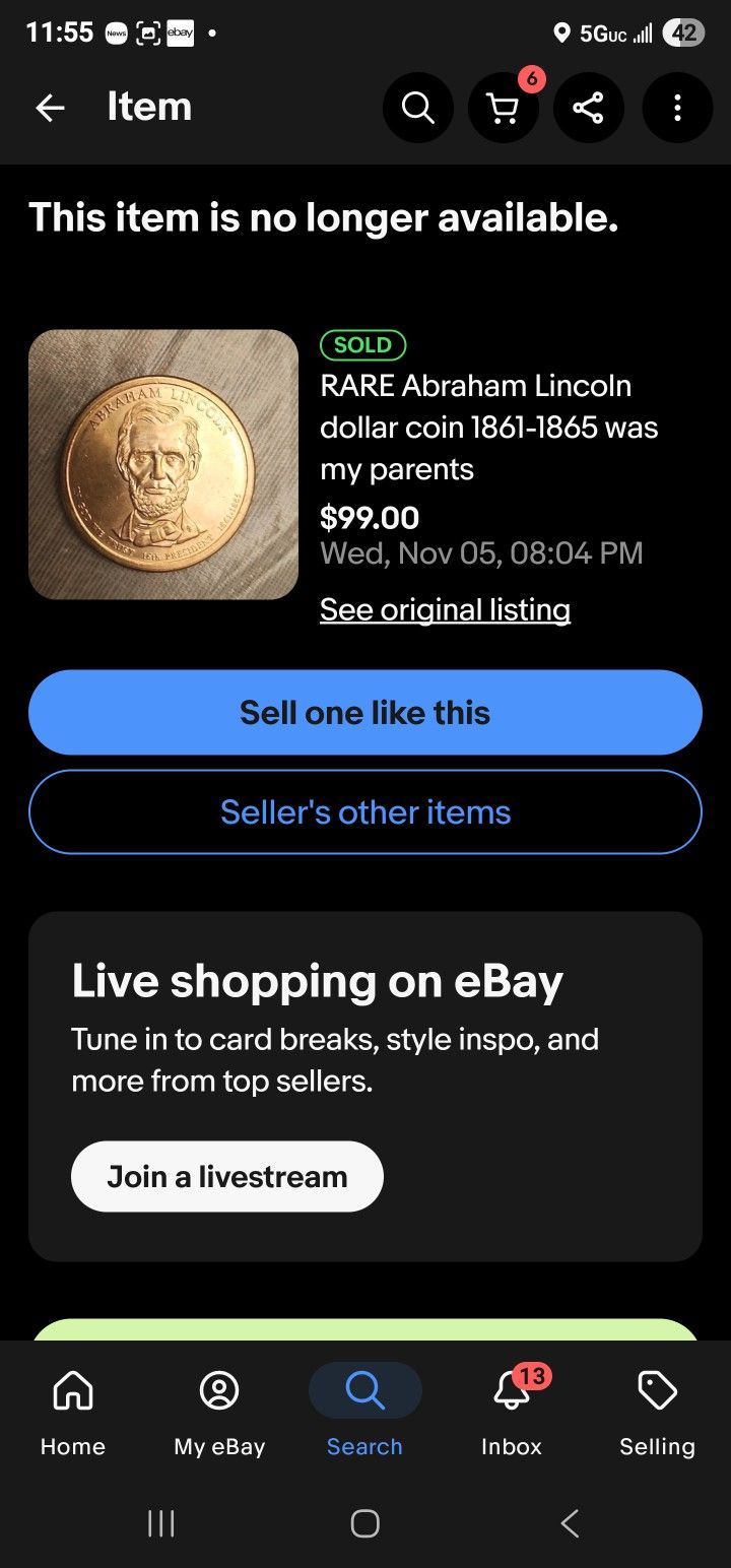 Abraham Lincoln Dollar Coin 1(contact info removed) - photo 3