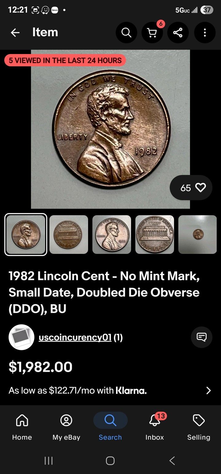 1982 Lincoln Cent - No Mint Mark, Small Date, DDO, BU - photo 3