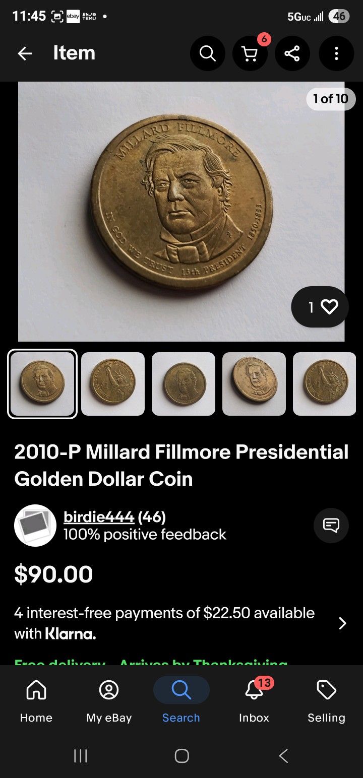 2010-P Millard Fillmore Presidential Golden Dollar Coin - photo 4