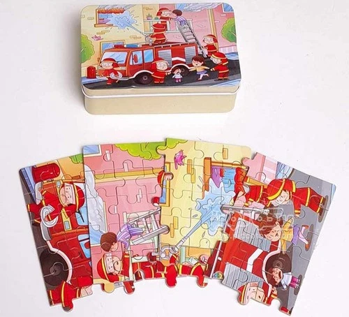 Fire Rescue Puzzle, 60 Pieces, Metal Tin