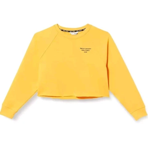DKNY Women's Sport Women's HD Mini Logo Cropped Pullover Shirt