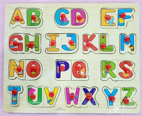 Wooden Alphabet and Fruits Puzzle Board Set