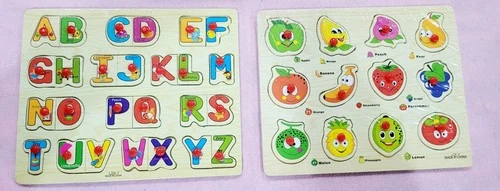 Wooden Alphabet and Fruits Puzzle Board Set - photo 3