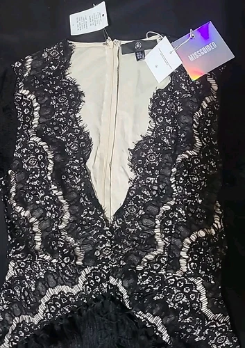 Missguided Plunge Lace Tassel Bodycon Dress Black US Size 8 - photo 2