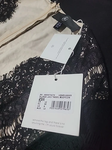 Missguided Plunge Lace Tassel Bodycon Dress Black US Size 8 - photo 4