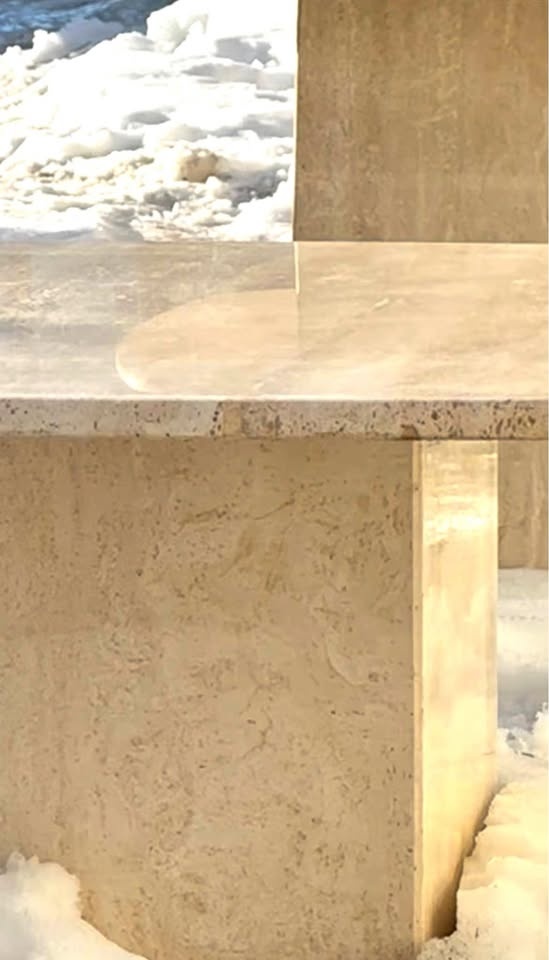 Travertine Side Table & Coffee Table 1960s