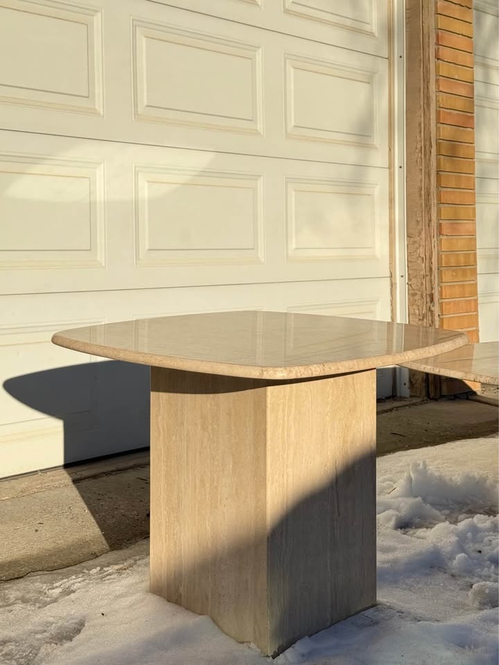 Travertine Side Table & Coffee Table 1960s - photo 2