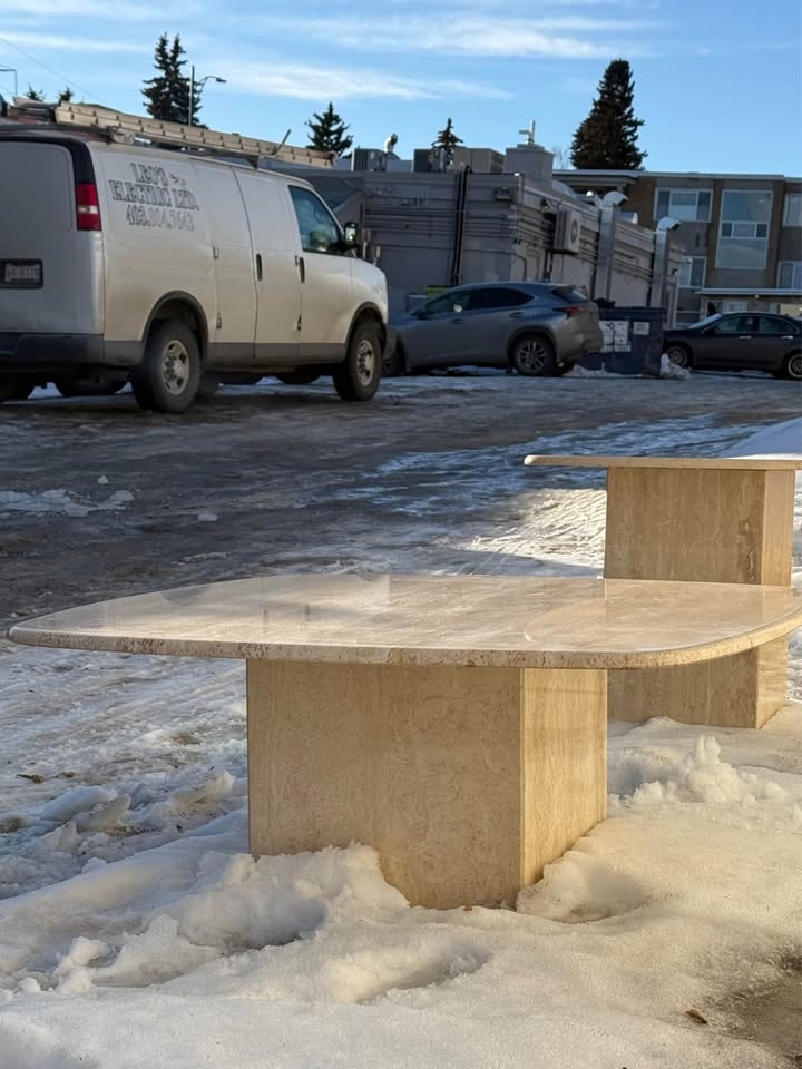Travertine Side Table & Coffee Table 1960s - photo 4