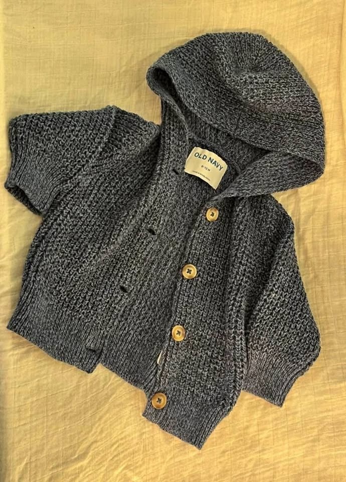 Old Navy hooded knit sweater 6-12m