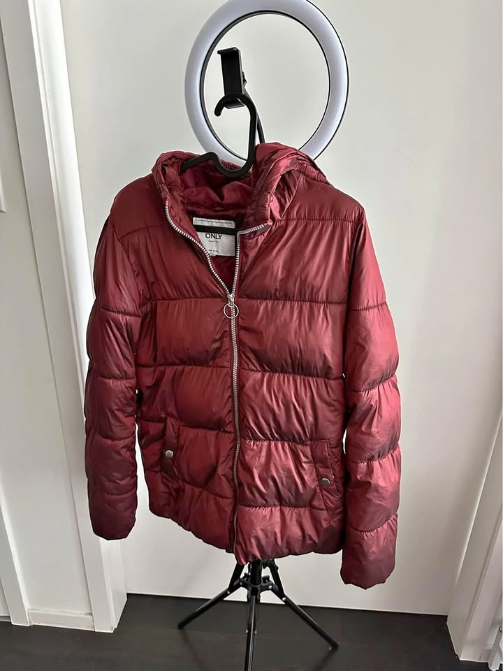 Burgundy ONLY puff jacket - size XS- fits size S as well
