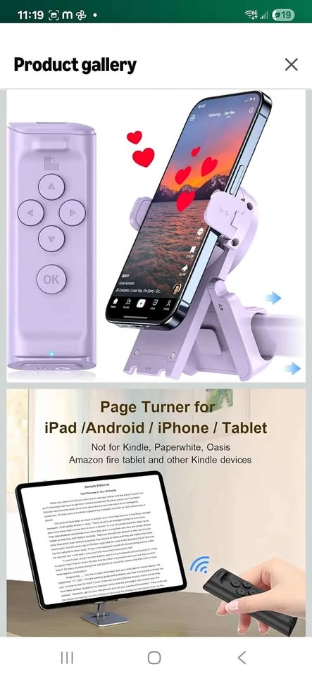 Remote control for page Turner, camera