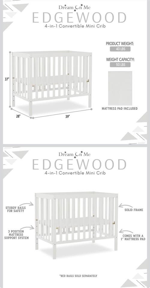 Dream On Me Mini Crib + Mattress – Excellent Condition! 🛏️ - photo 2