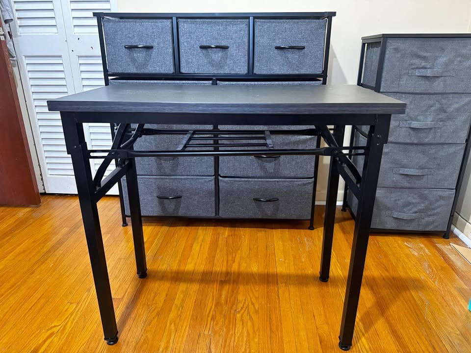Computer Table Desk, Folding Writing Desk, No Assembly
