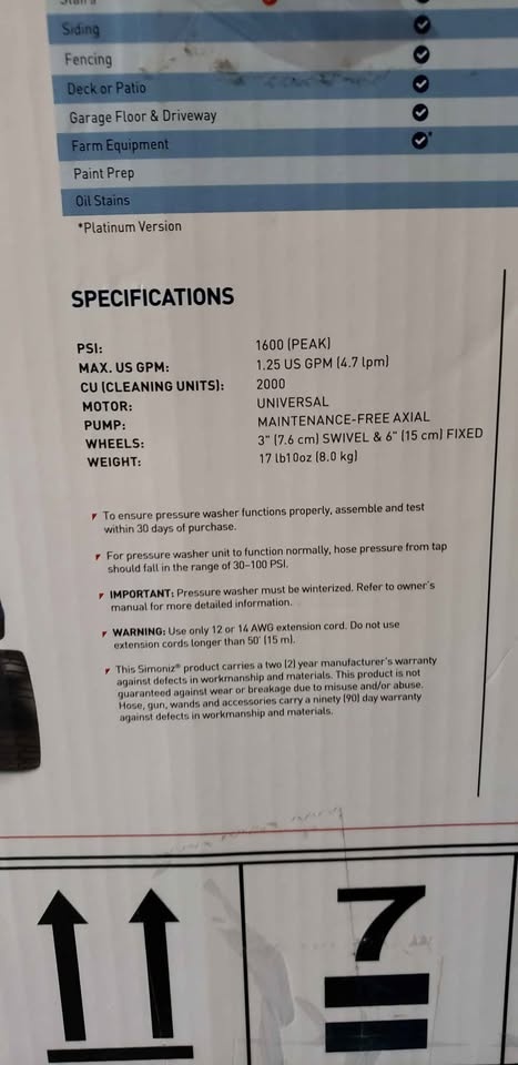 Simoniz 1600 PSI pressure washer with foam blaster