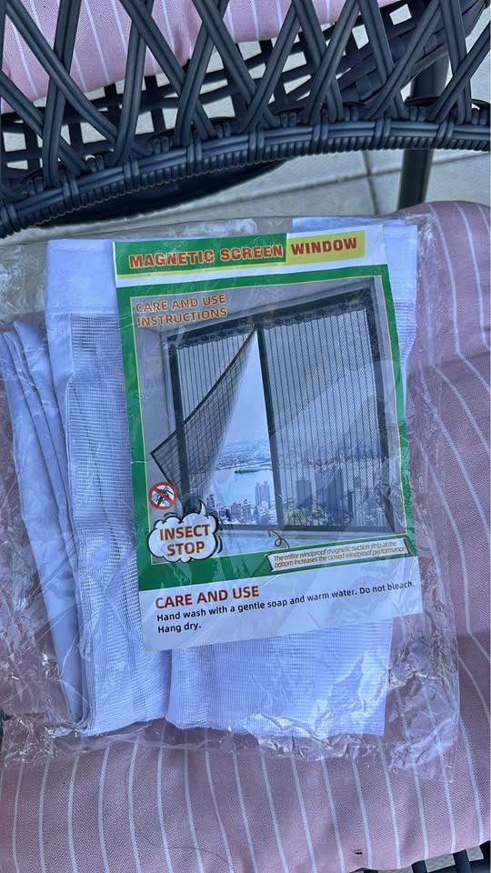 NEW-Magnetic Window Screen Fly Screen Mesh Curtain White 50x90cm