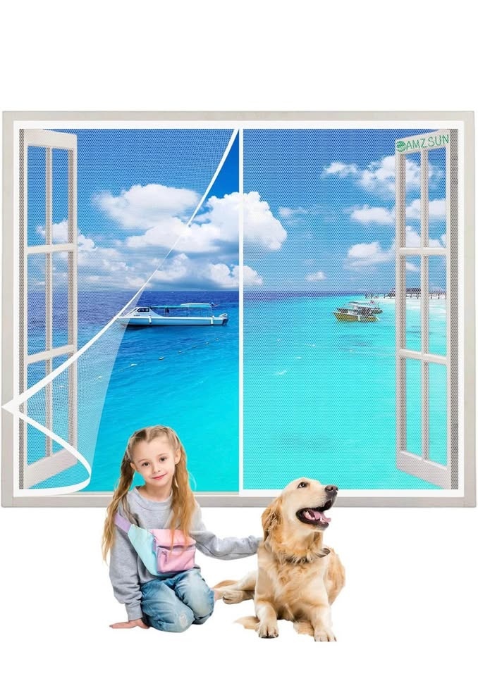 NEW-Magnetic Window Screen Fly Screen Mesh Curtain White 50x90cm - photo 3