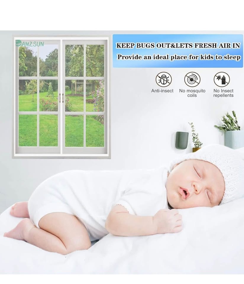 NEW-Magnetic Window Screen Fly Screen Mesh Curtain White 50x90cm - photo 5