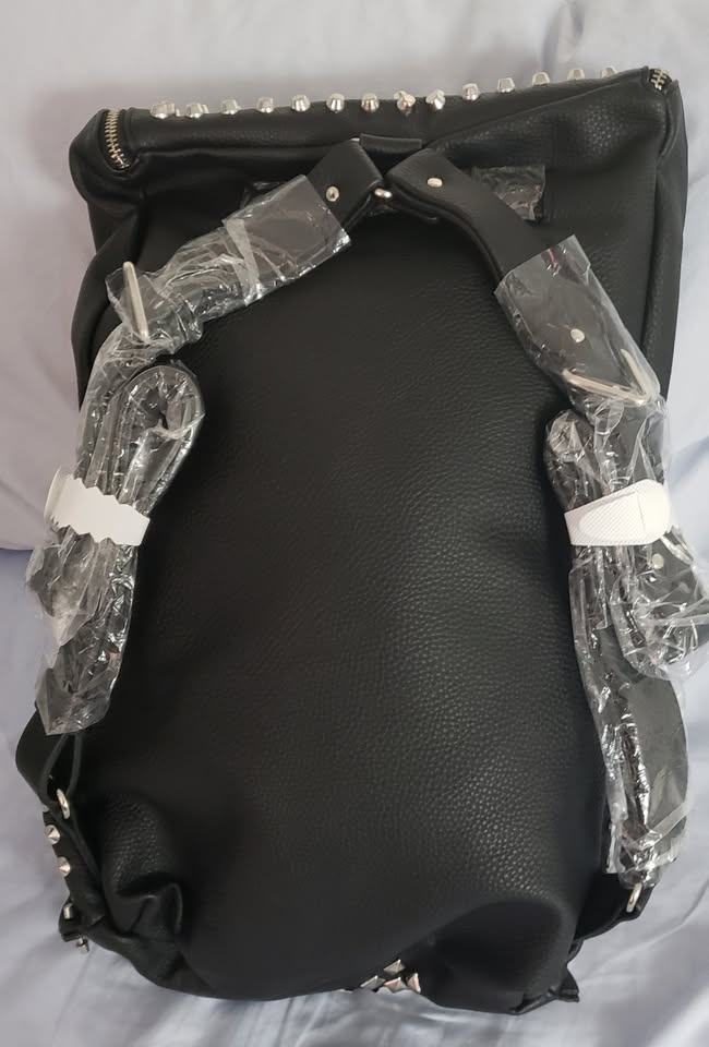 Zara Studded Black Faux Leather Backpack - Genuine - photo 4