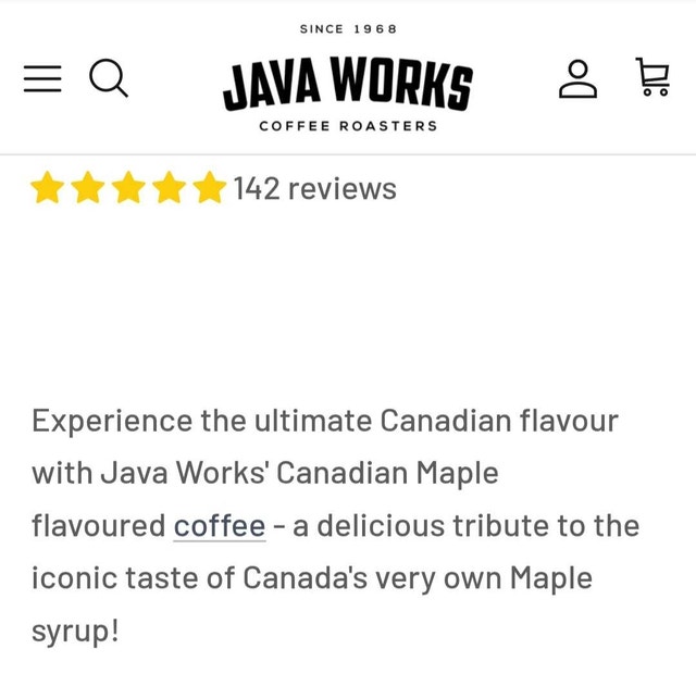 Java Works' Canadian Maple Flavoured Coffee - Whole Bean - photo 2