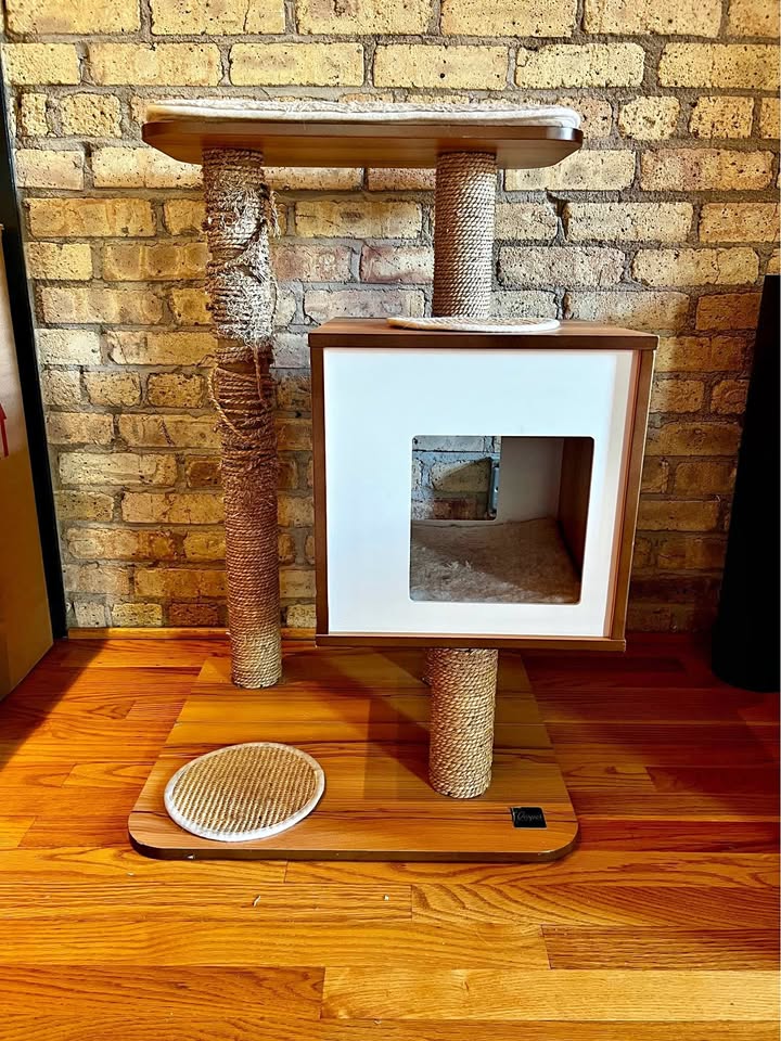 Vesper Cat tree tower midcentury modern small short
