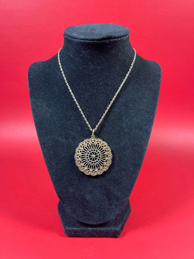 Gold-Tone Filigree Pendant Necklace