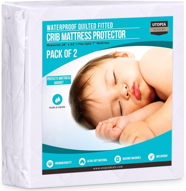 Utopia Crib Mattress Protector (2) NEW