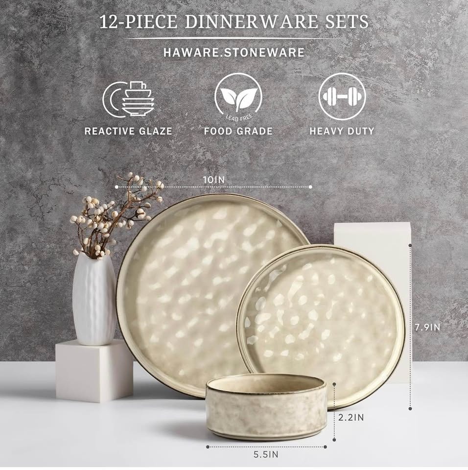 HaWare Dinnerware Set, 12-Piece Plates and Bowls - photo 2