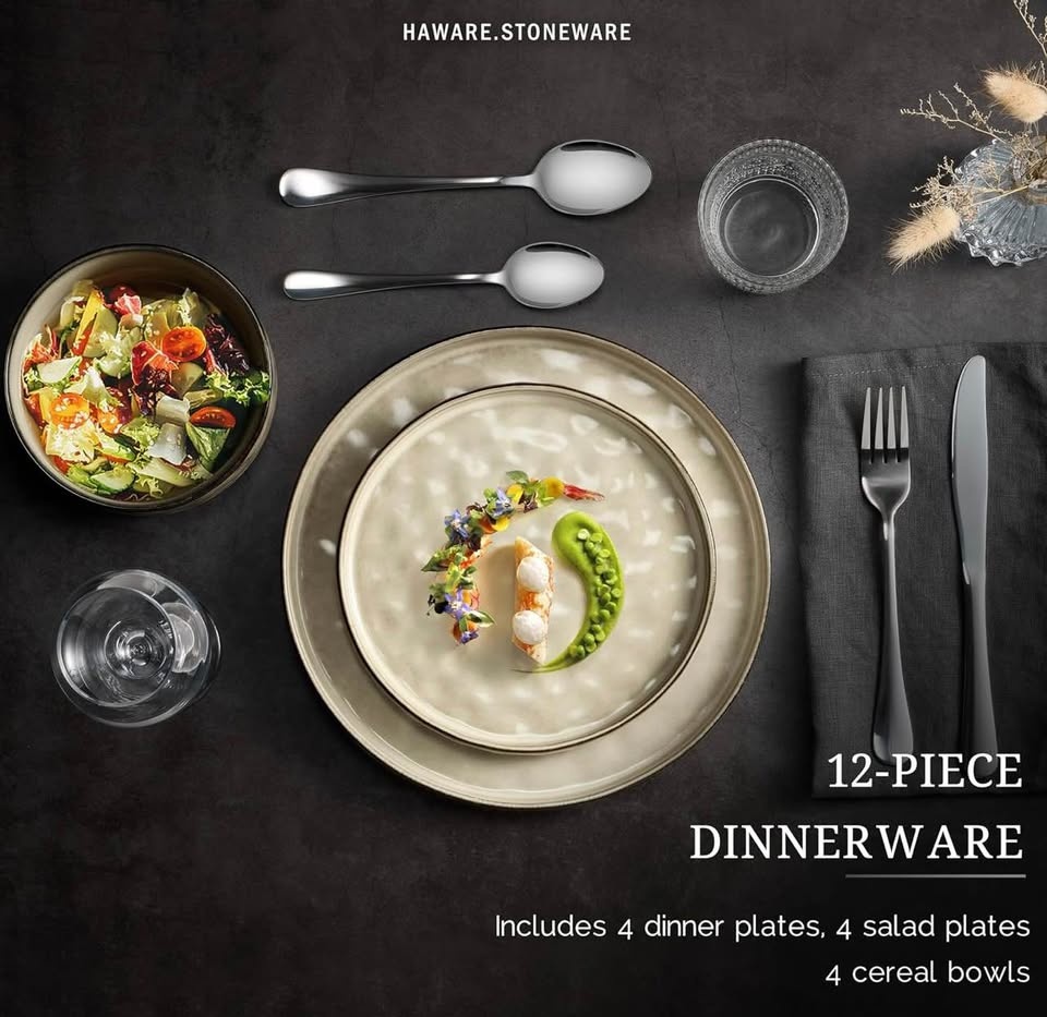 HaWare Dinnerware Set, 12-Piece Plates and Bowls - photo 3