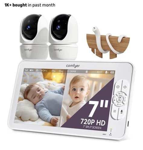 Comfyer 7 HD Baby Monitor w/ 2 Cameras - New