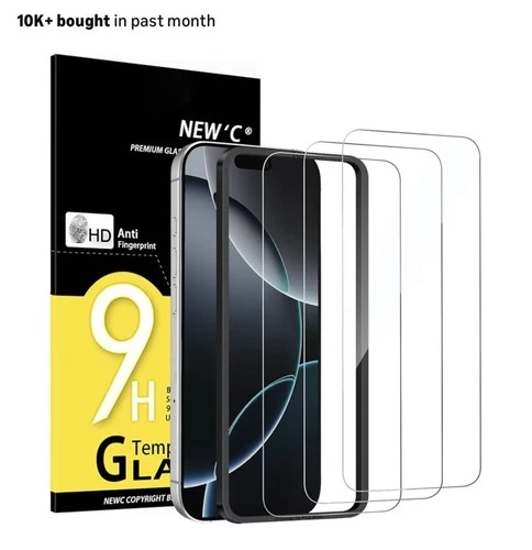 NEW’C 3-Pack Tempered Glass for iPhone 16 Pro Max