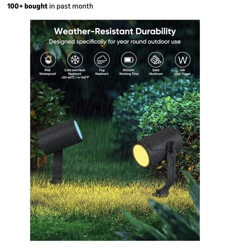 APPECK Smart RGBCW Outdoor Spotlights 6-Pack – Open Box - photo 2