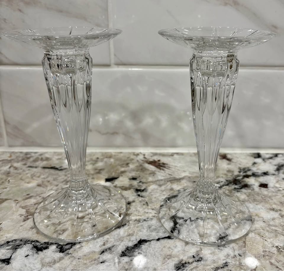 Candlestick Holders - Cut Glass - Crystal? - Pair