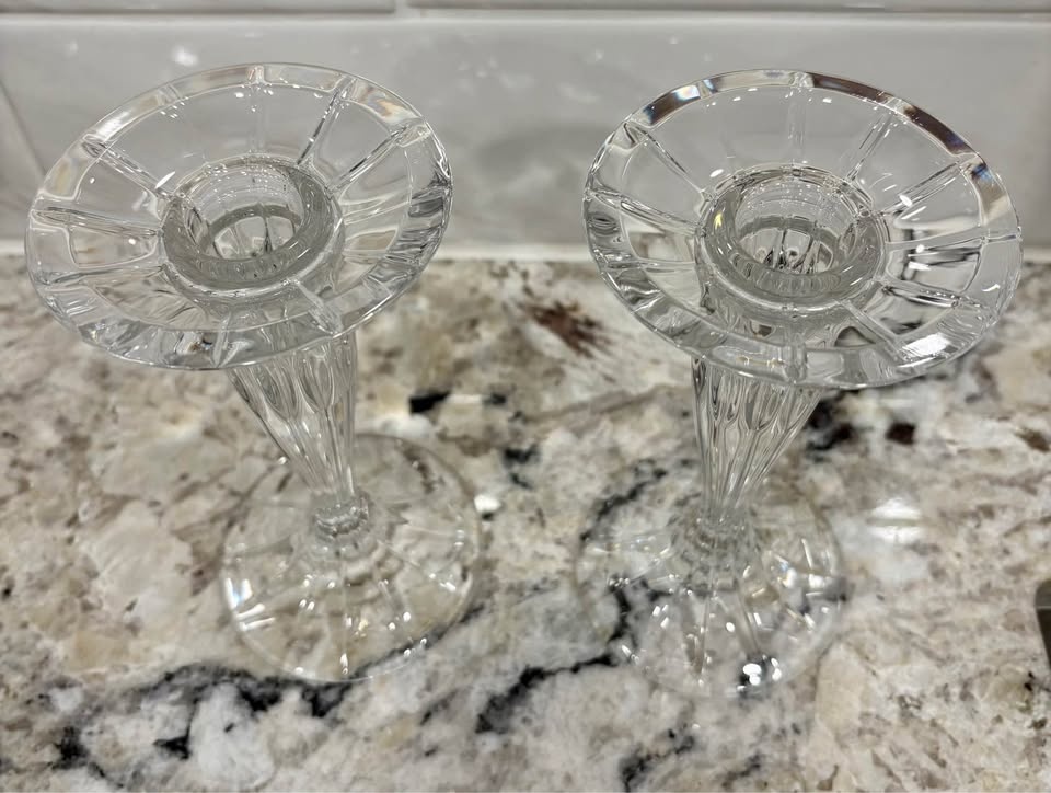 Candlestick Holders - Cut Glass - Crystal? - Pair - photo 2