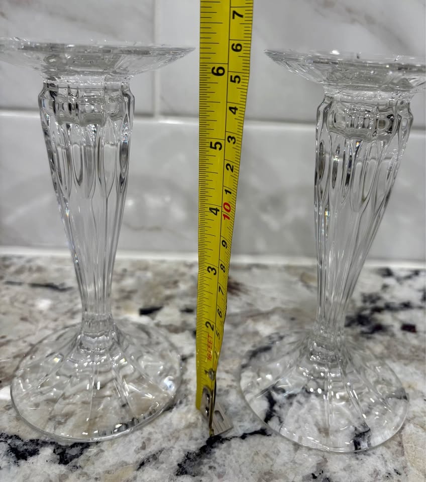 Candlestick Holders - Cut Glass - Crystal? - Pair - photo 3