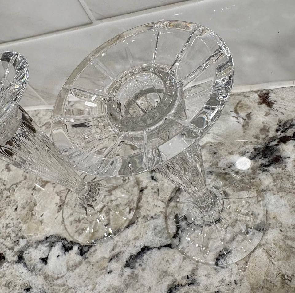 Candlestick Holders - Cut Glass - Crystal? - Pair - photo 5