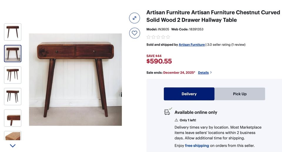 Hand finished solid mango wood console table - Brand new in box - photo 2