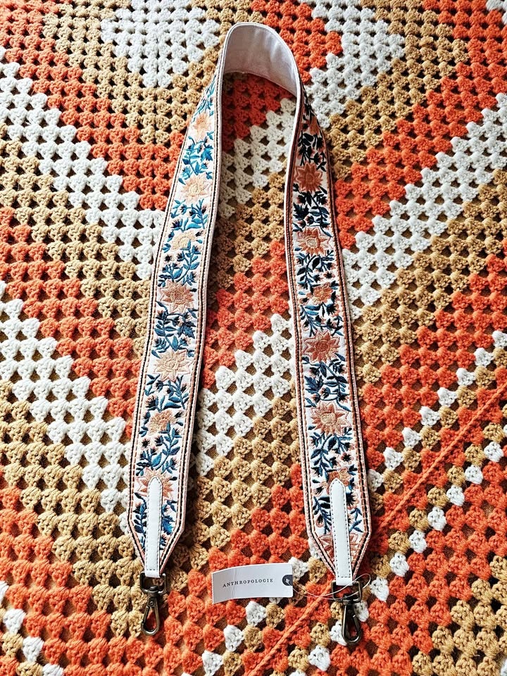 Brand New Anthropologie Floral Embroidered Bag Strap Madeline Bo