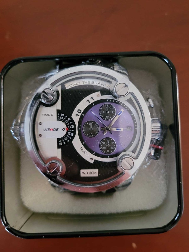 Dual Time Zone Purple Weide Diesel Men’s Watch