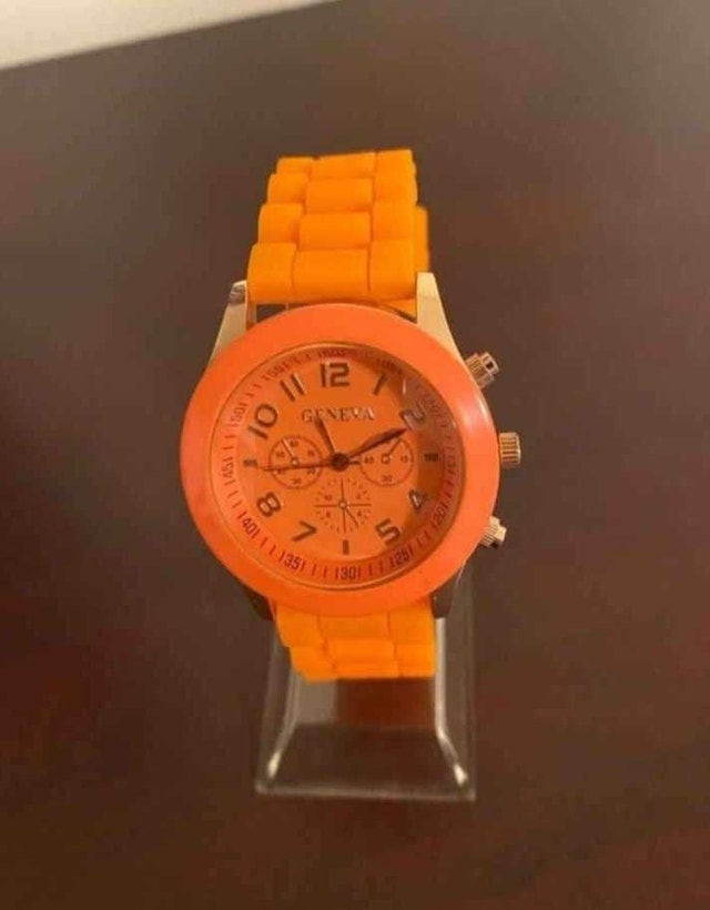 Brand New Geneva Orange Watch with Gold Accents