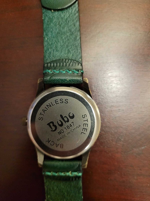 Vintage Style Unisex Watch with Green Leather Strap - photo 4