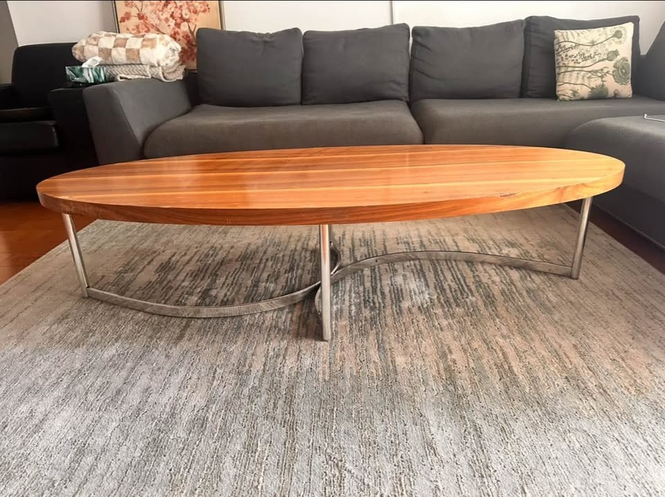 Solid Wood Oval Coffee Table – Modern / Mid-Century Style - photo 2