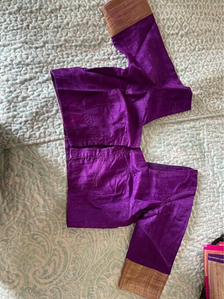 Magenta sari with blouse - photo 3