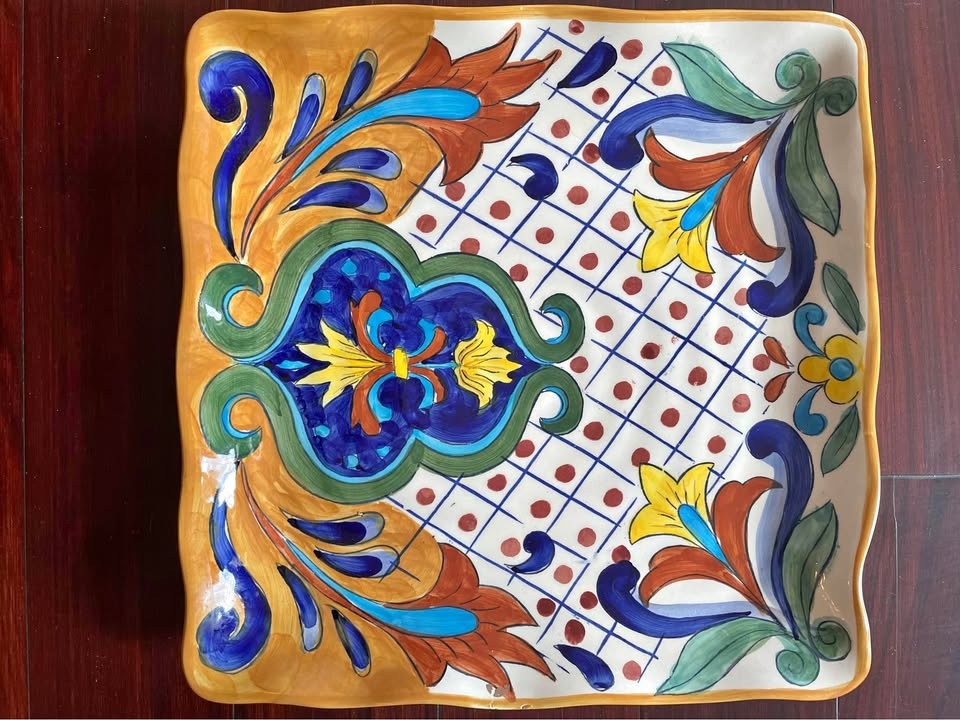 Hand painted square dish
