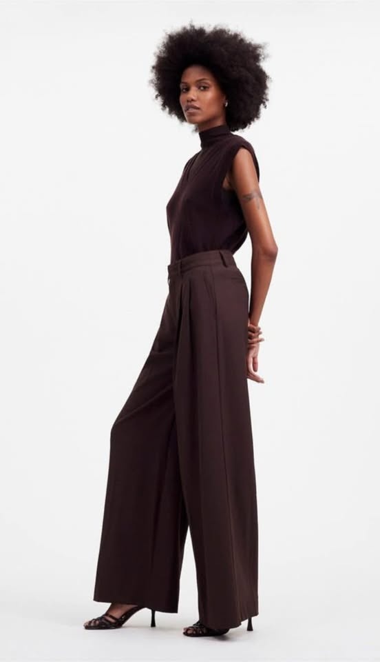 Made well The Harlow Superwide-Leg Trouser - Color: dark carob S - photo 3