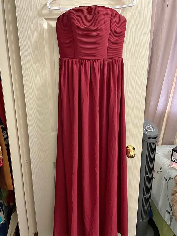 Maroon chiffon gown