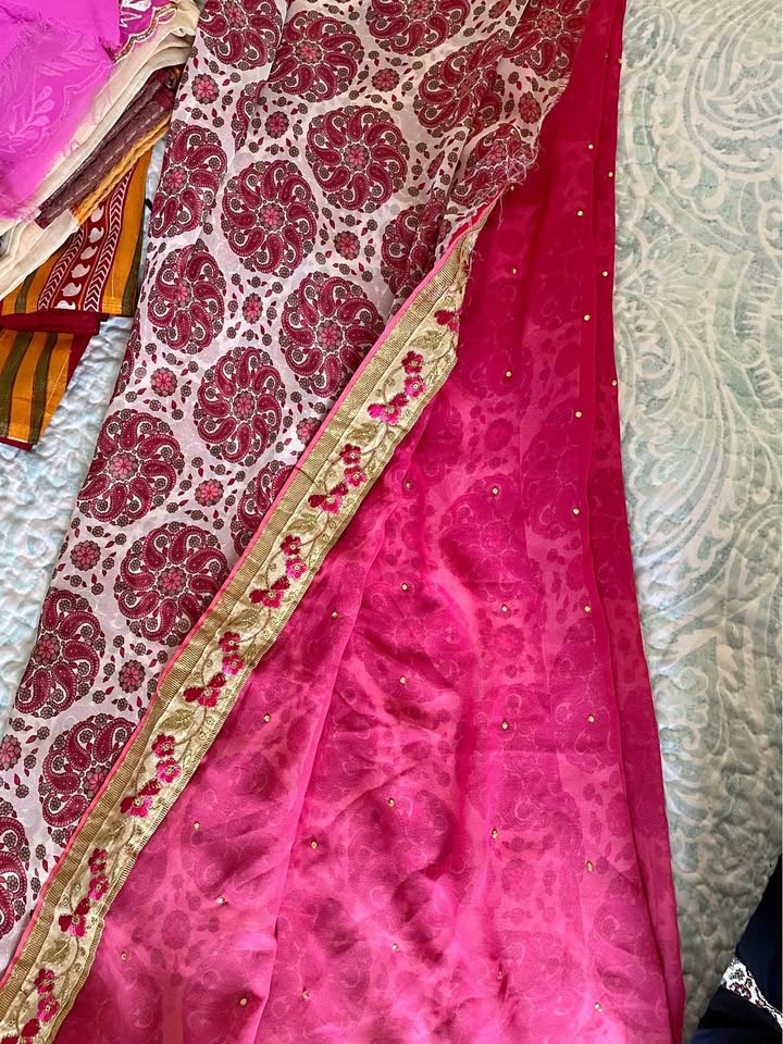 Georgette half and half sari
