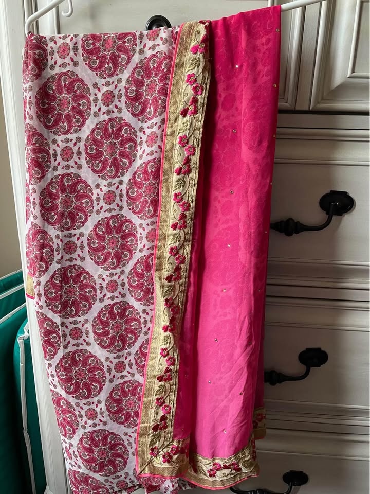 Georgette half and half sari - photo 3