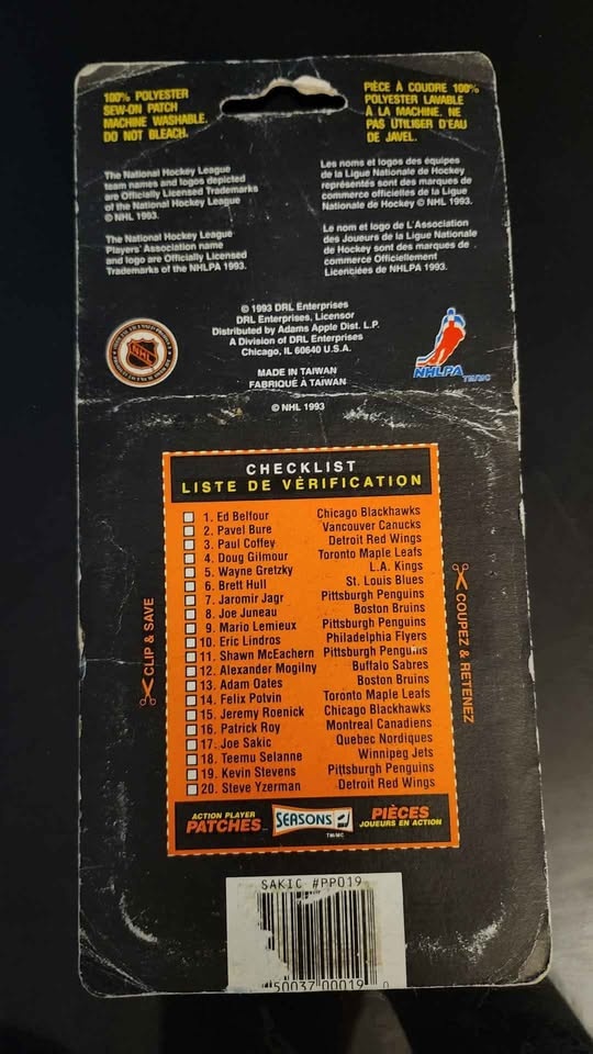 1993 Action Player Patches Joe Sakic Quebec Nordiques *Rare* - photo 2